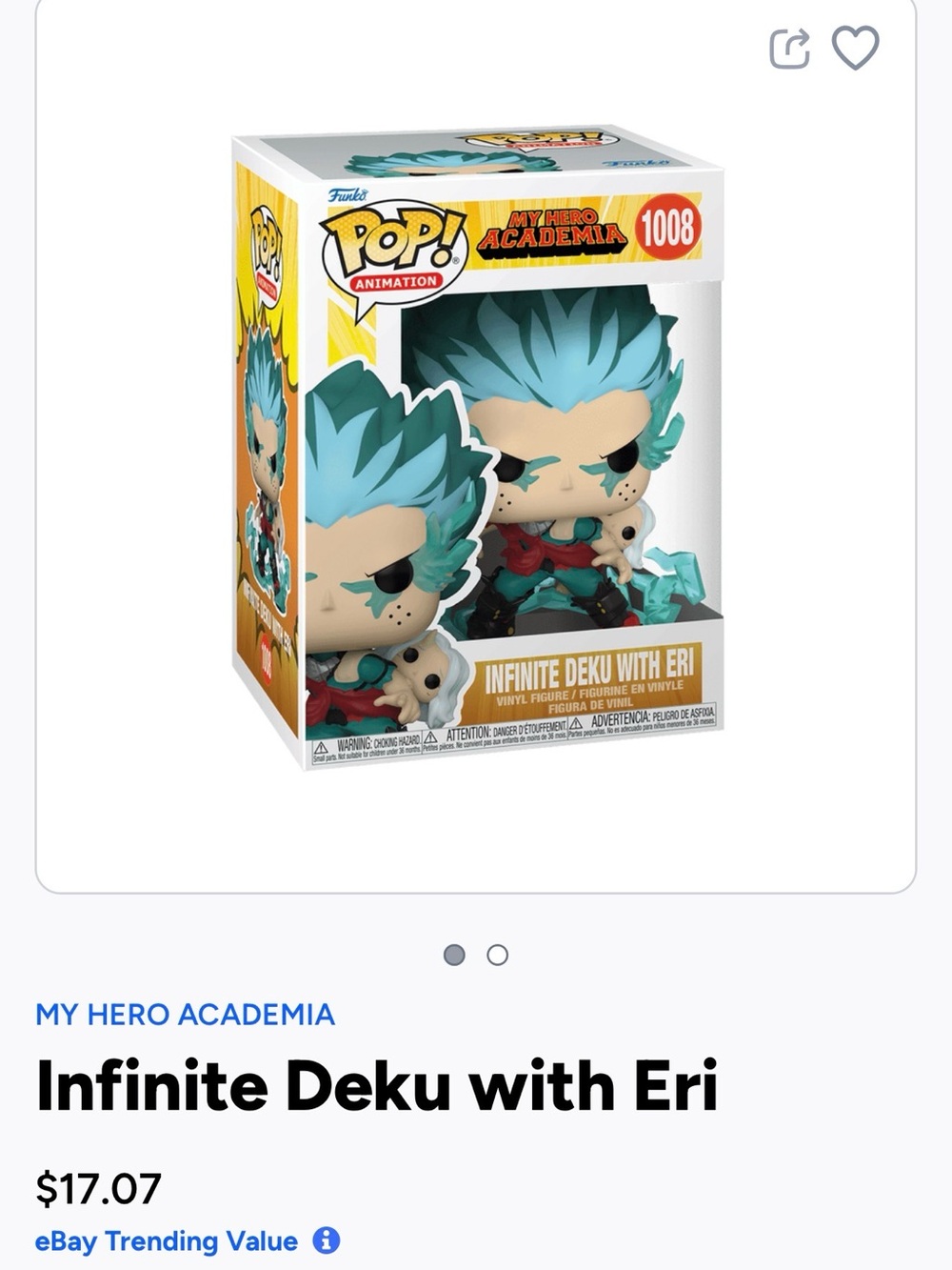 Funko Pop! Animation My Hero Academia Infinite Deku with Eri - Teal, Blue- 1008